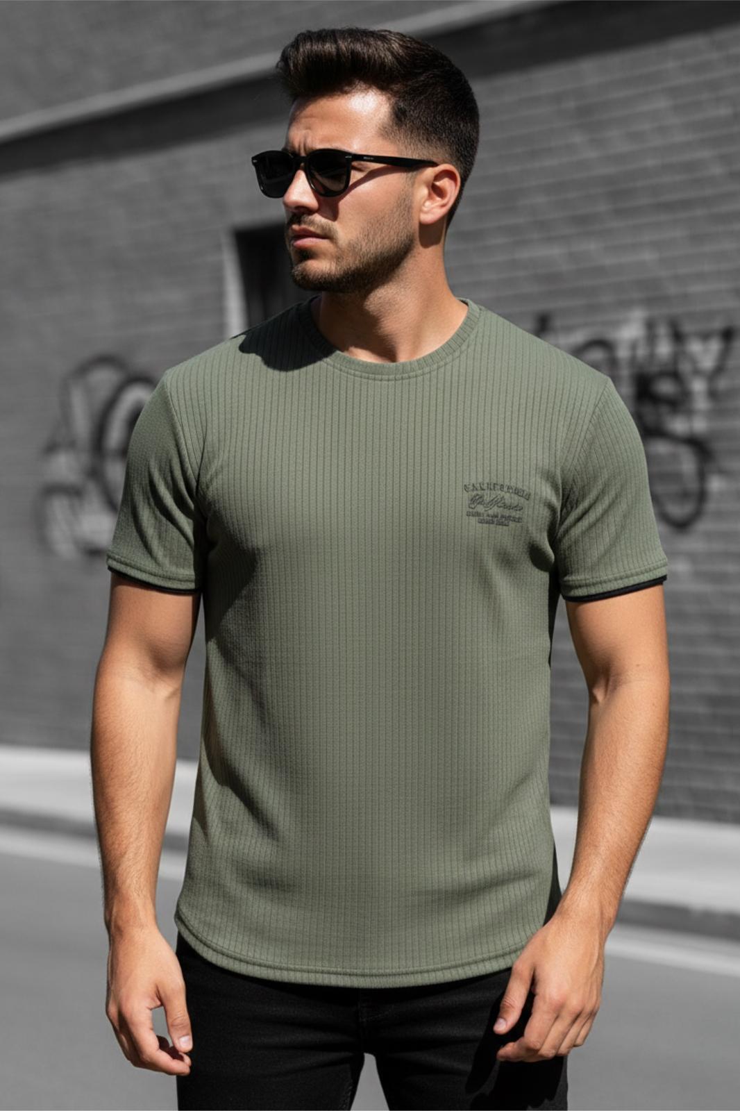 Ftx California Flok Baskı Detaylı Premium Fitilli Kumaş Erkek T-Shirt