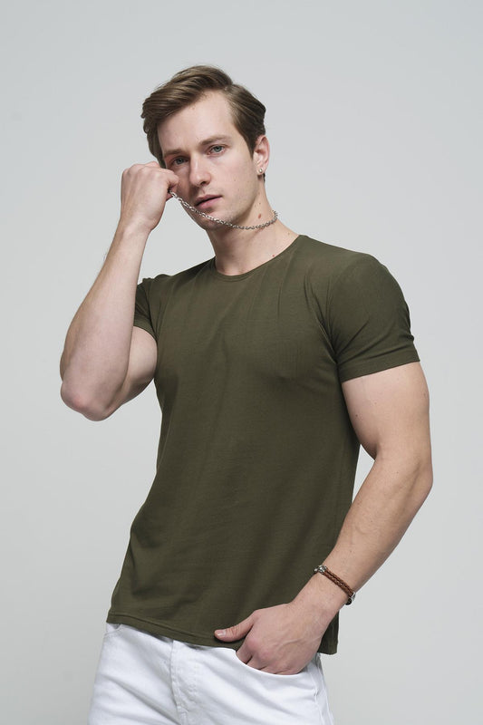 FTX Slim Fit Likralı Bisiklet Yaka Erkek Basic Tshirt