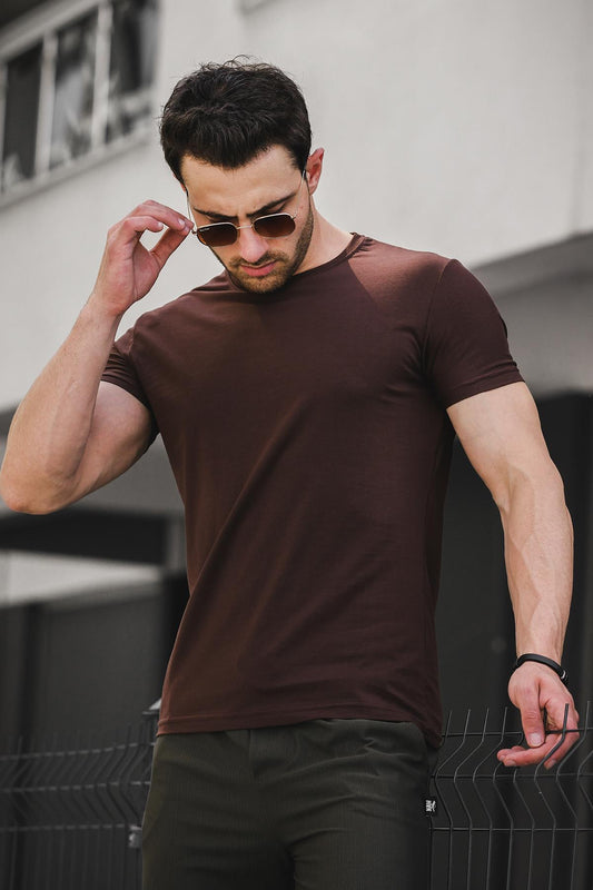 FTX Slim Fit Likralı Bisiklet Yaka Erkek Basic Tshirt