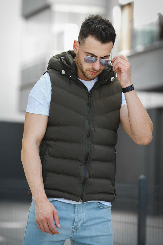 Giaco Slim Fit Kapüşonlu Suya Dayanıklı Puffer Erkek Şişme Yelek