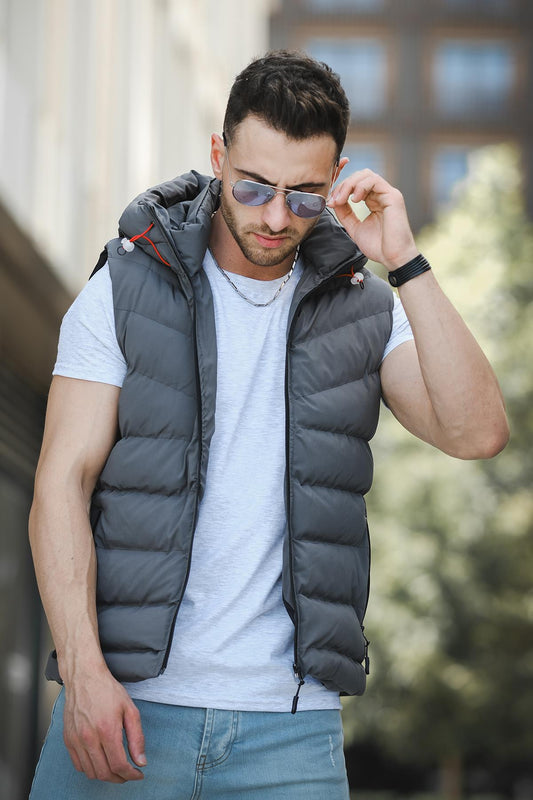 Giaco Slim Fit Kapüşonlu Suya Dayanıklı Puffer Erkek Şişme Yelek