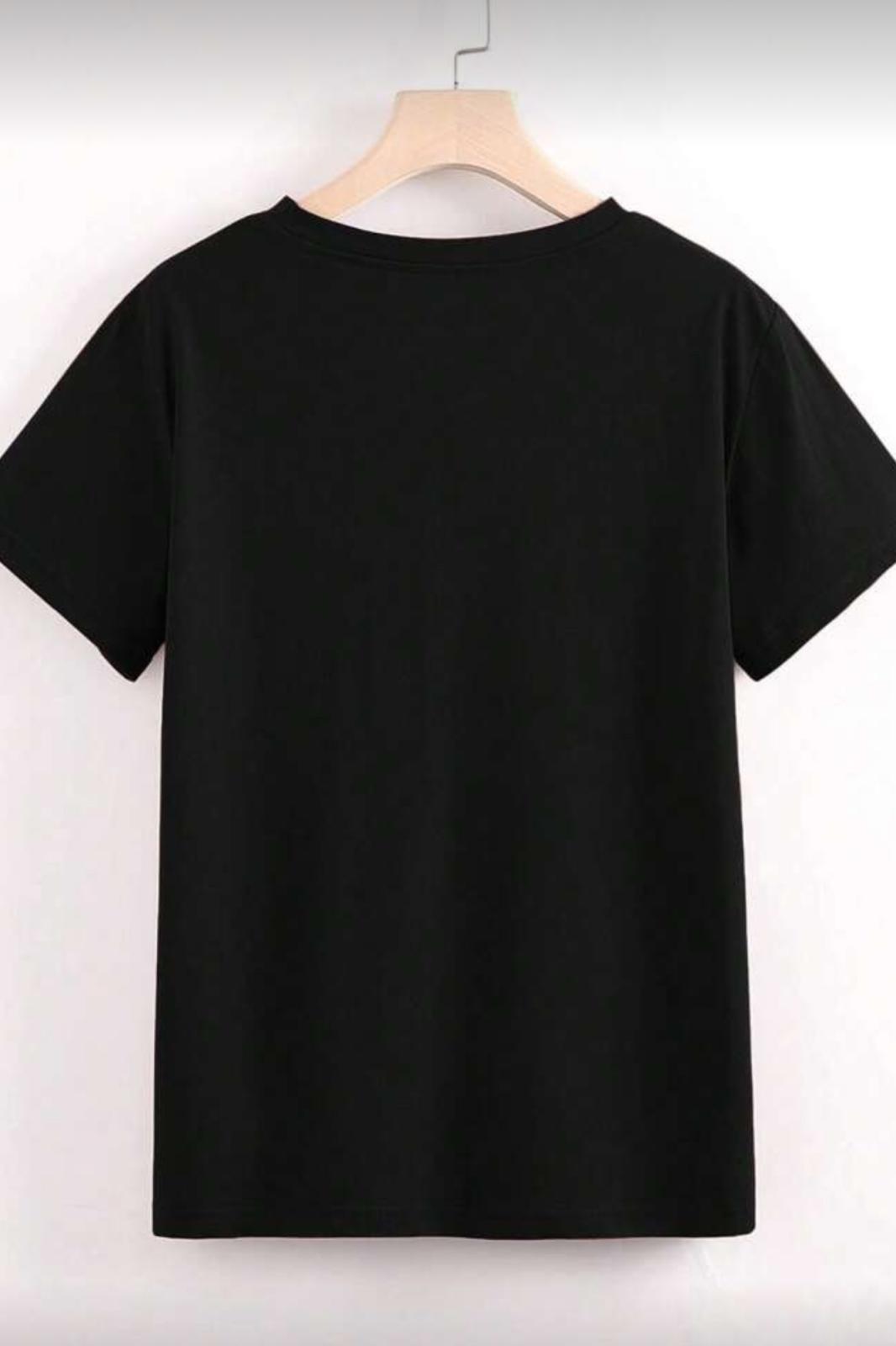 Gold Cherry Kadın Oversize Ön Baskılı Bisiklet Yaka Pamuklu T-Shirt Rahat Kesim