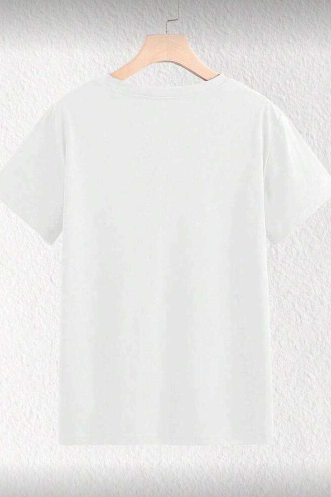 Gold Cherry Kadın Oversize Ön Baskılı Bisiklet Yaka Pamuklu T-Shirt Rahat Kesim