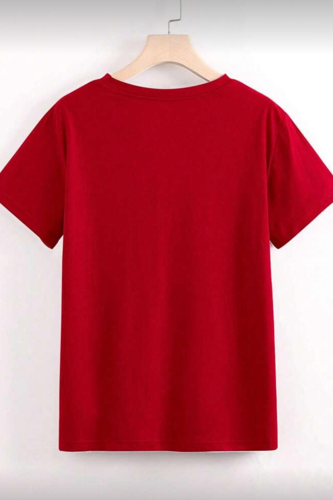 Gold Cherry Kadın Oversize Ön Baskılı Bisiklet Yaka Pamuklu T-Shirt Rahat Kesim