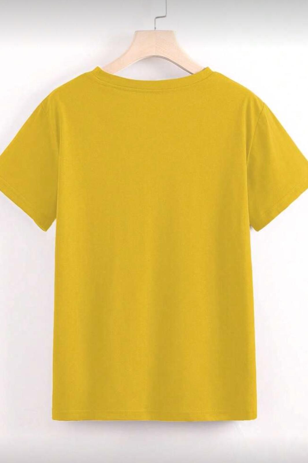 Gold Cherry Kadın Oversize Ön Baskılı Bisiklet Yaka Pamuklu T-Shirt Rahat Kesim