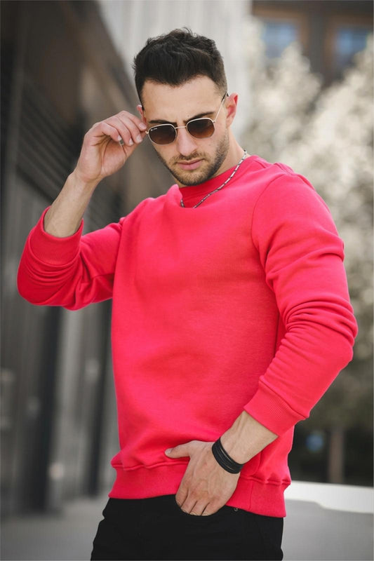 Gomez Dar Kesim Üç İplik Şardonlu İçi Pamuklu Bisiklet Yaka Sweatshirt