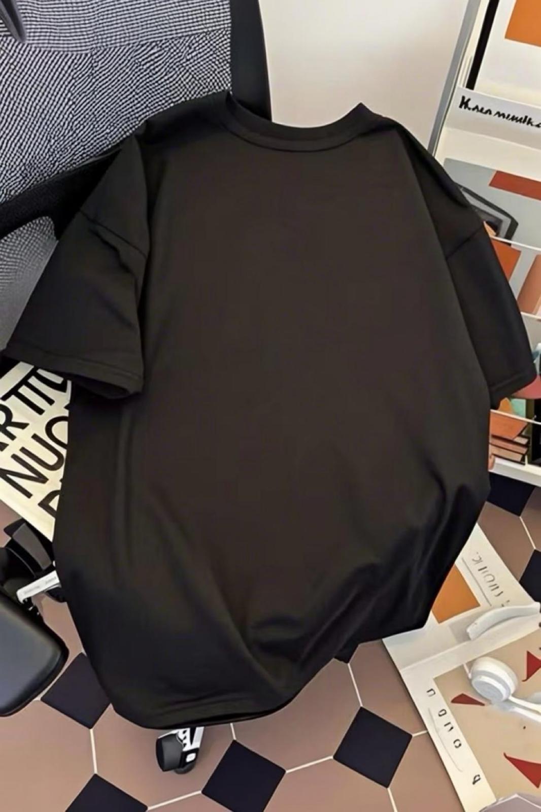 Harajuku Japon Yazılı Kedi Tasarımlı Unisex Oversize T-Shirt
