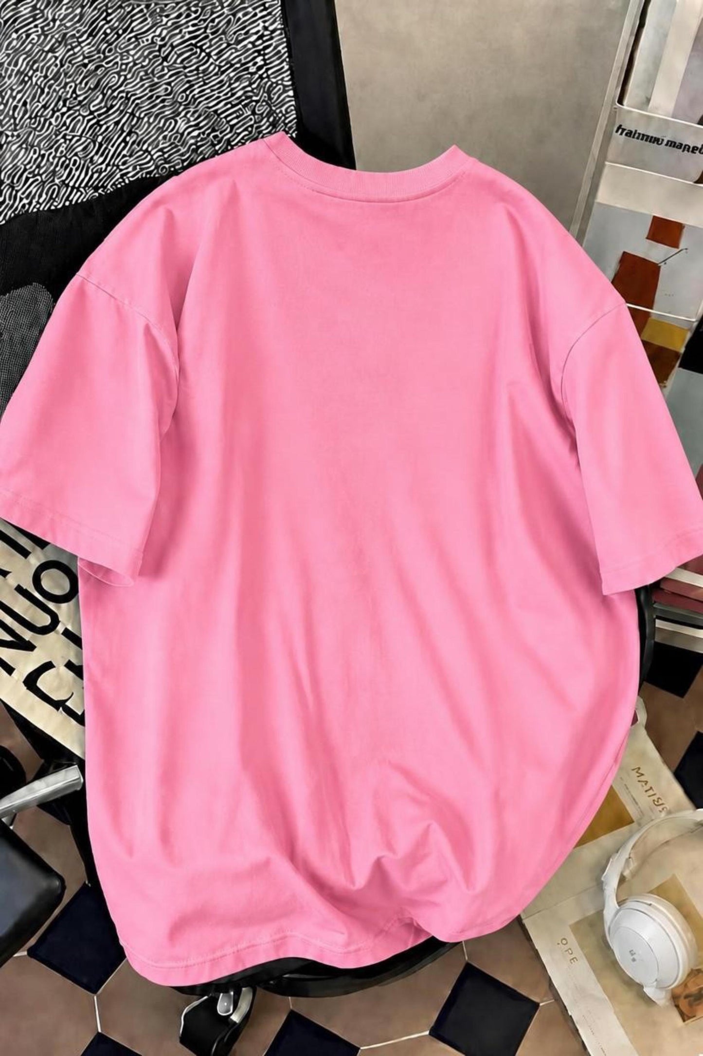 Harajuku Japon Yazılı Kedi Tasarımlı Unisex Oversize T-Shirt