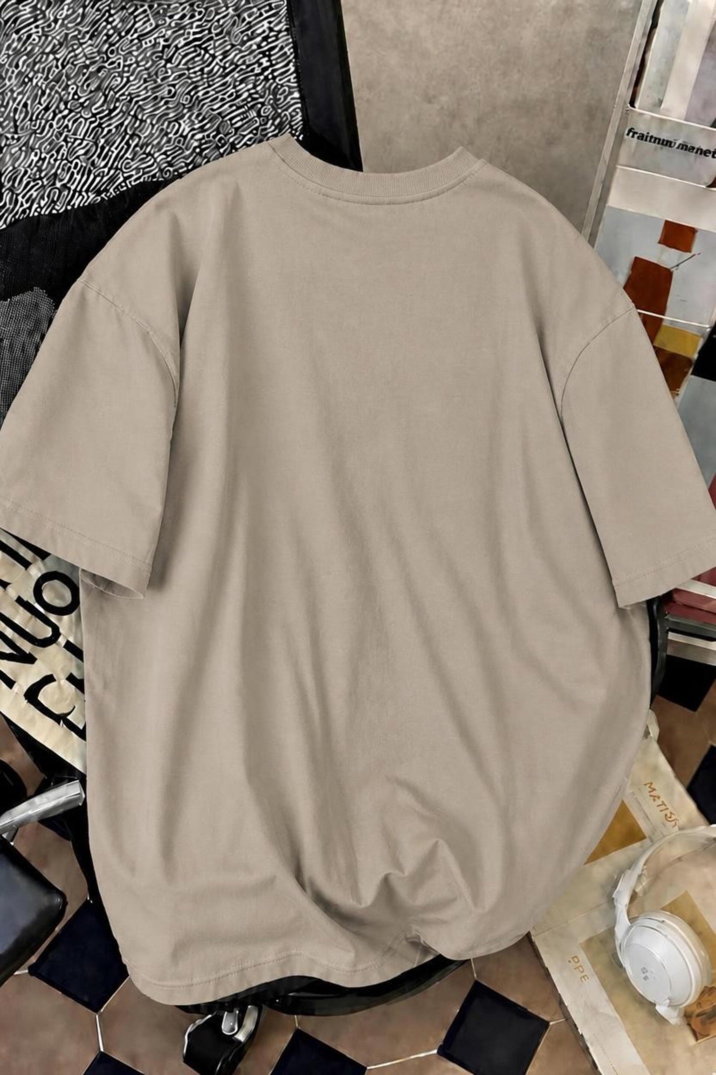 Harajuku Japon Yazılı Kedi Tasarımlı Unisex Oversize T-Shirt