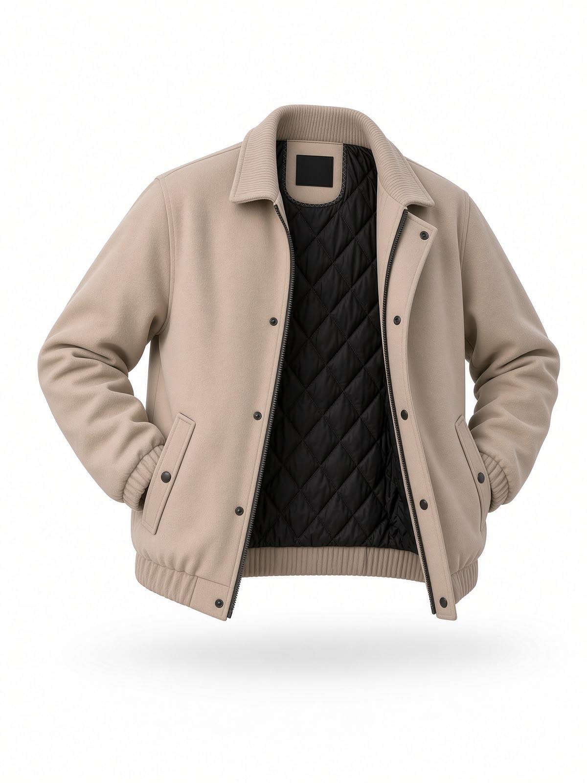 Harrington Fermuarlı Bomber Kaşe Ceket Mont - Slim Fit Klasik Yaka