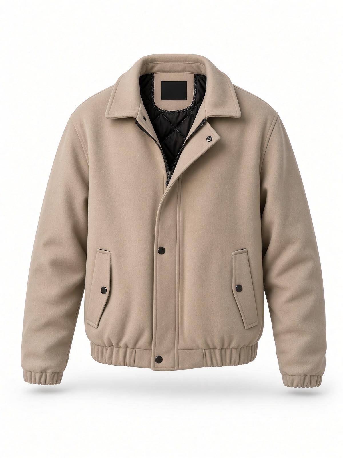 Harrington Fermuarlı Bomber Kaşe Ceket Mont - Slim Fit Klasik Yaka