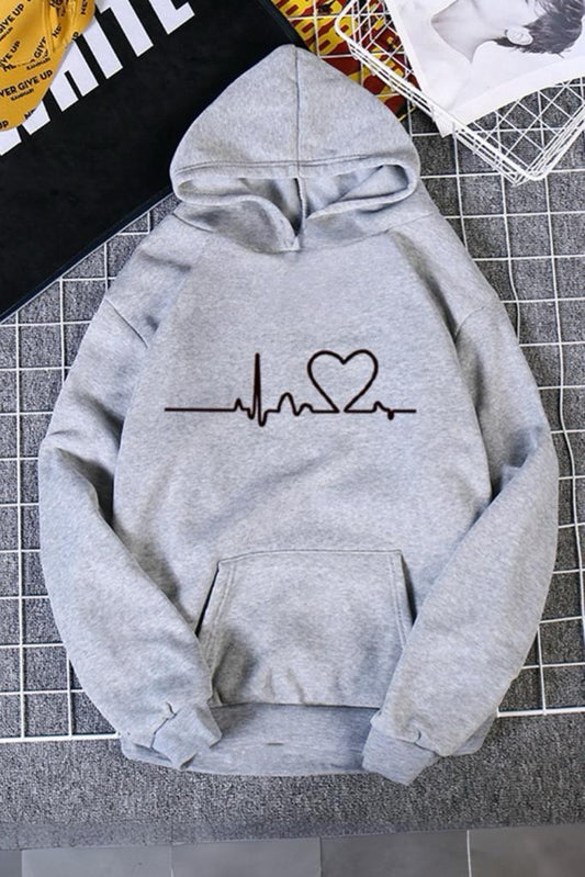 Heart Ön Baskılı Pamuklu Unisex Sweatshirt