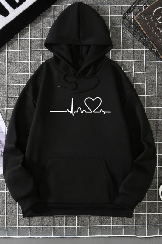 Heart Ön Baskılı Pamuklu Unisex Sweatshirt