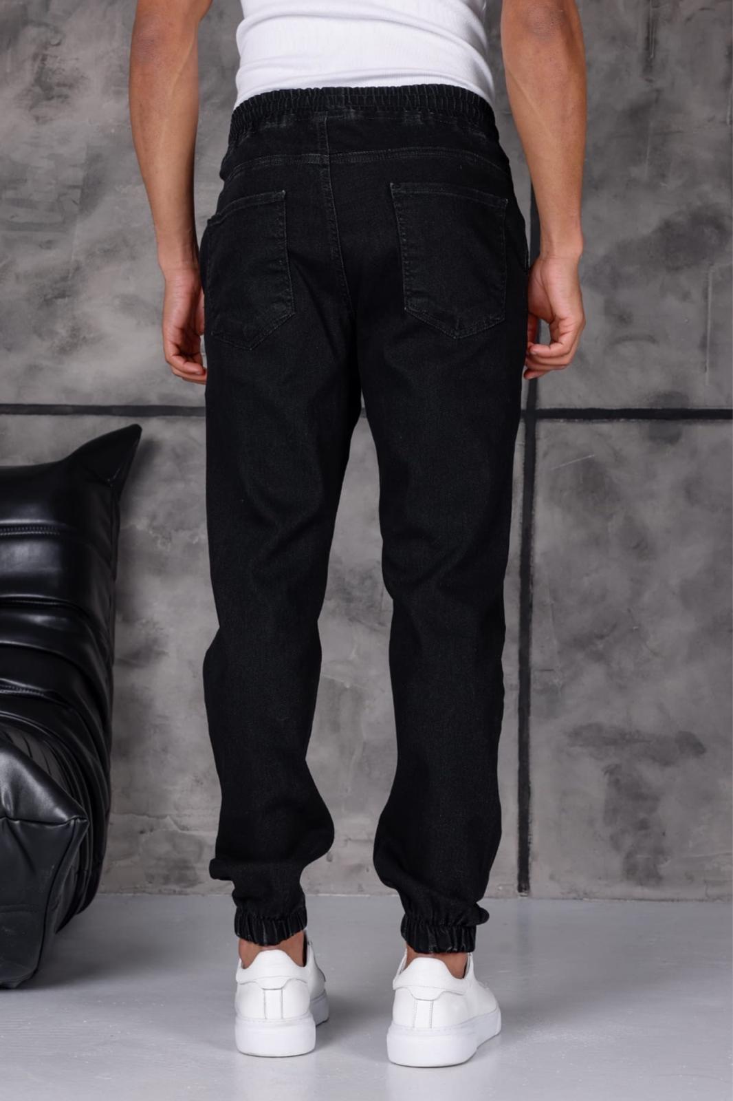Hend 8186 Slim Fit Likralı Beli ve Paçası Lastikli İpli Jogger Kesim Erkek Jean Pantolon