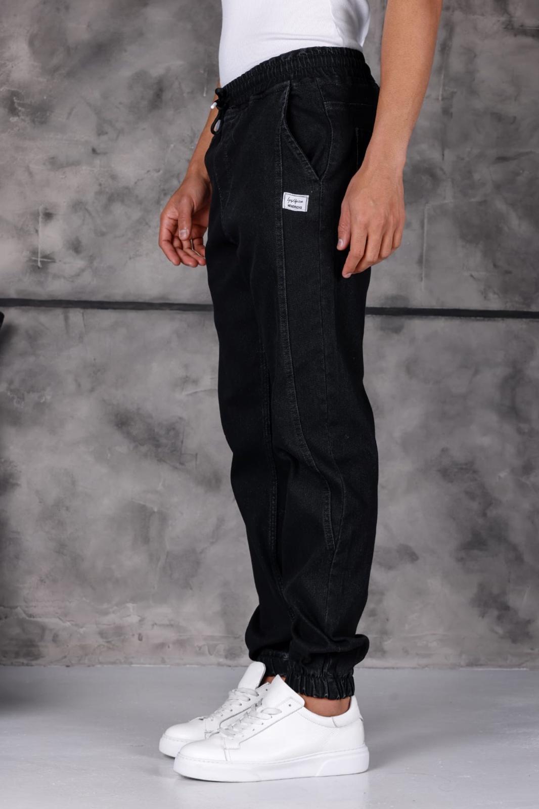 Hend 8186 Slim Fit Likralı Beli ve Paçası Lastikli İpli Jogger Kesim Erkek Jean Pantolon