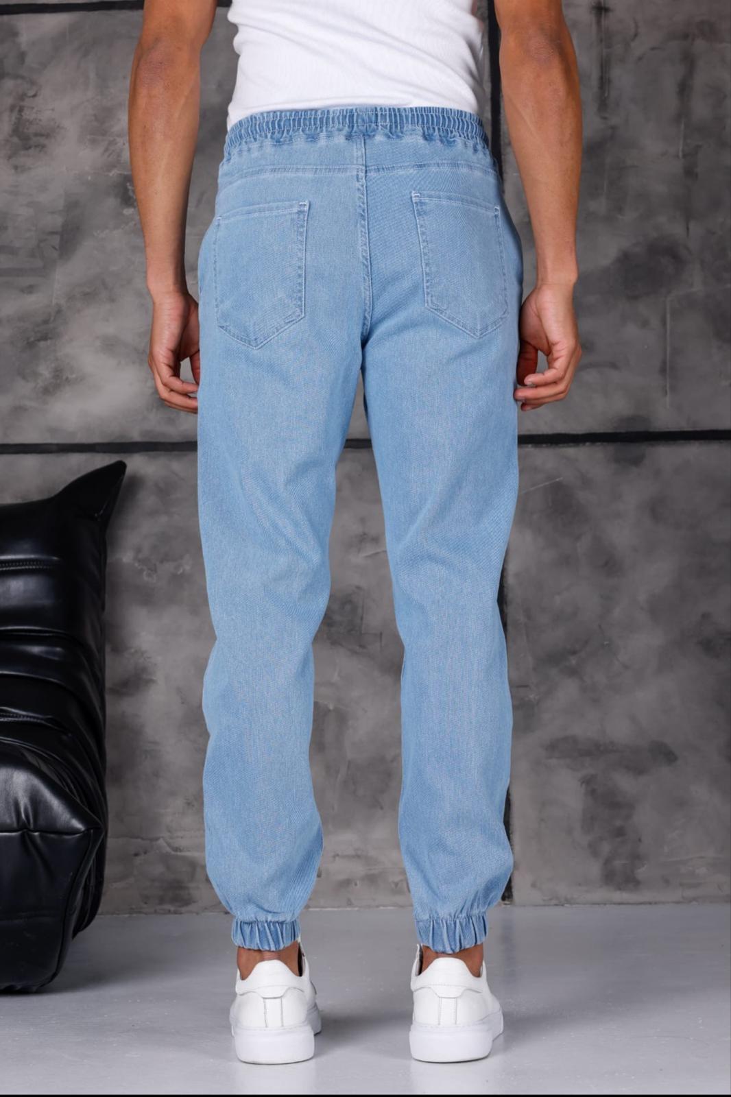Hend 8186 Slim Fit Likralı Beli ve Paçası Lastikli İpli Jogger Kesim Erkek Jean Pantolon