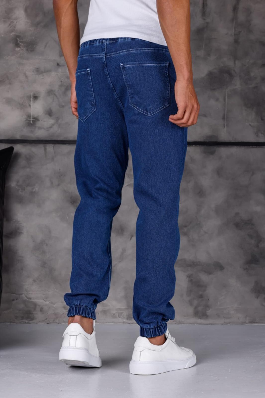 Hend 8186 Slim Fit Likralı Beli ve Paçası Lastikli İpli Jogger Kesim Erkek Jean Pantolon