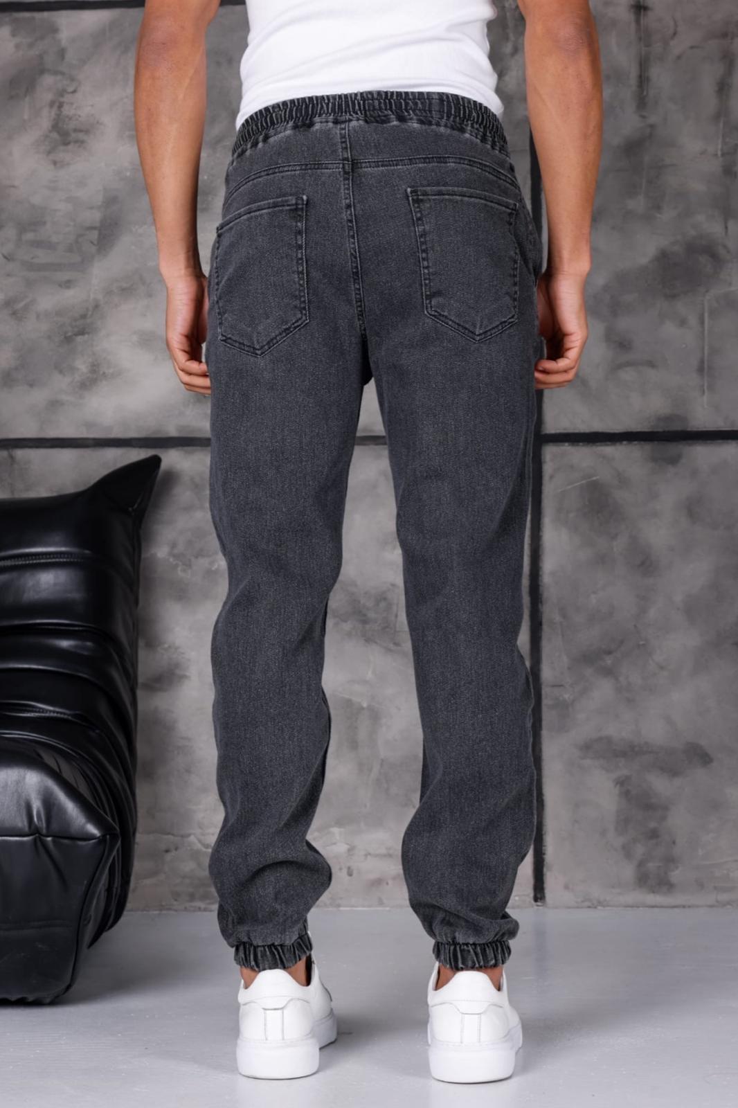 Hend 8186 Slim Fit Likralı Beli ve Paçası Lastikli İpli Jogger Kesim Erkek Jean Pantolon