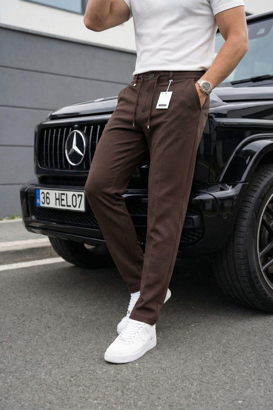 Holl Beli Lastikli ve Bağcıklı Likralı Esnek Örme Jogger Pantolon