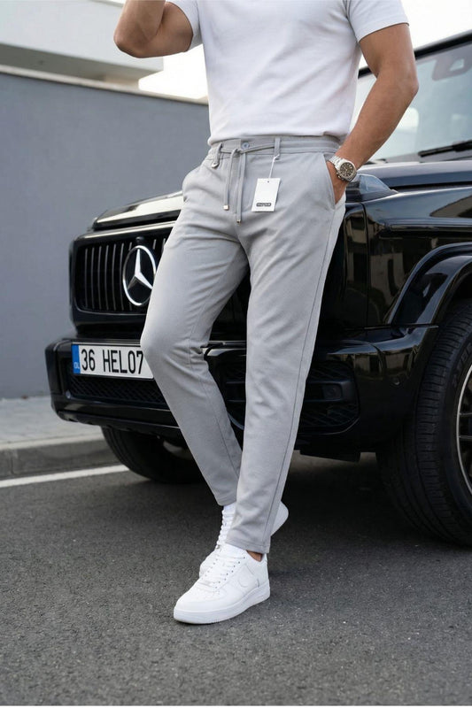 Holl Beli Lastikli ve Bağcıklı Likralı Esnek Örme Jogger Pantolon