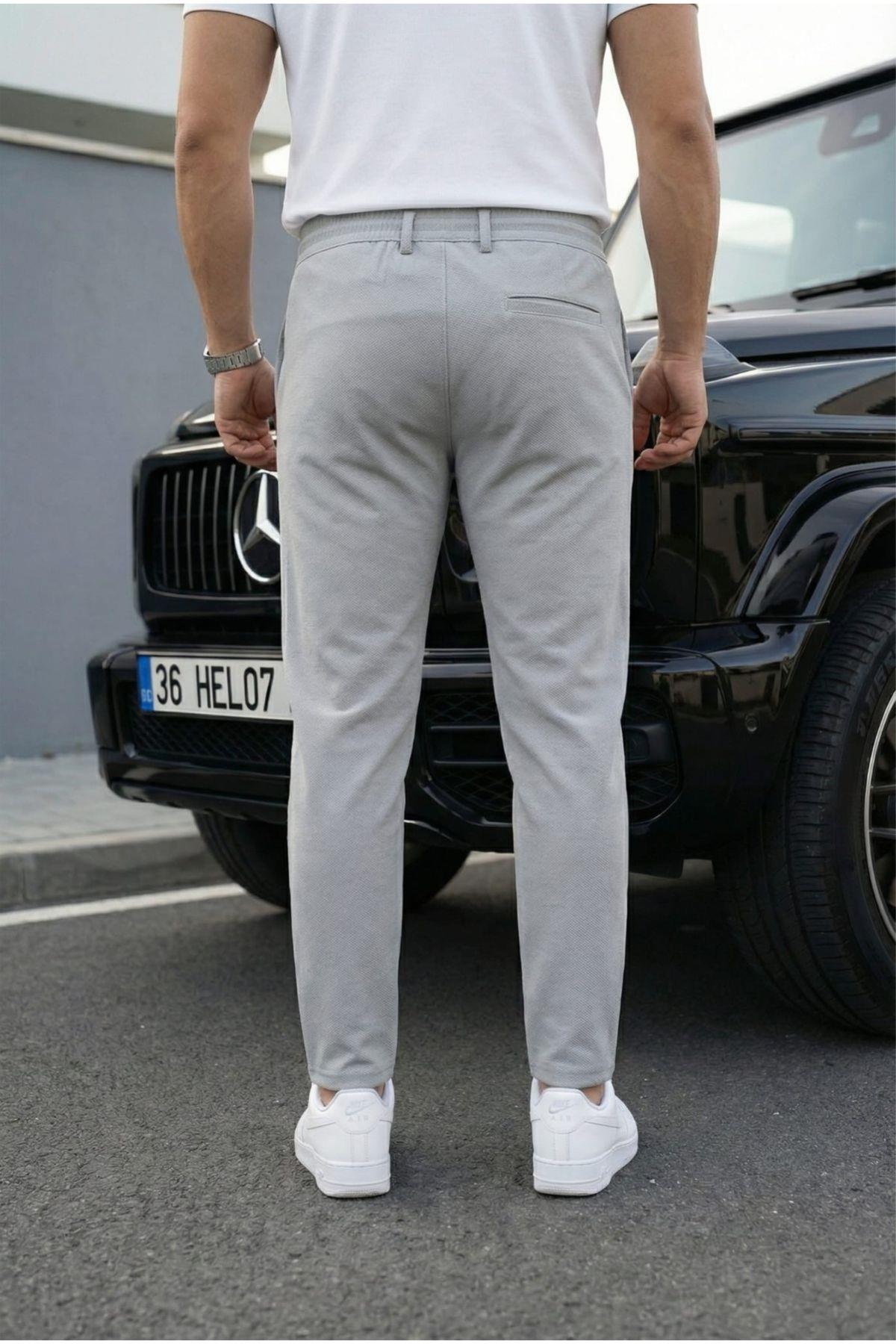 Holl Beli Lastikli ve Bağcıklı Likralı Esnek Örme Jogger Pantolon