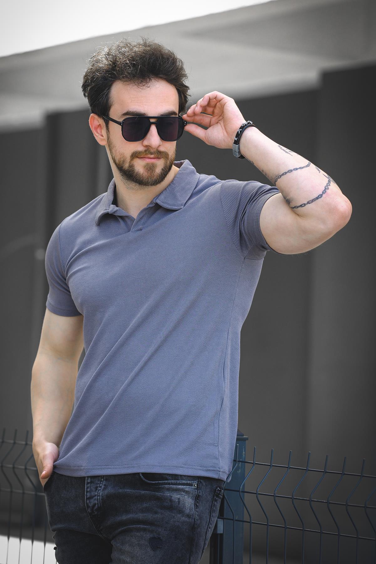 Ht Peha Slim Fit Otoban Kumaş Apaç Yaka Erkek Tshirt