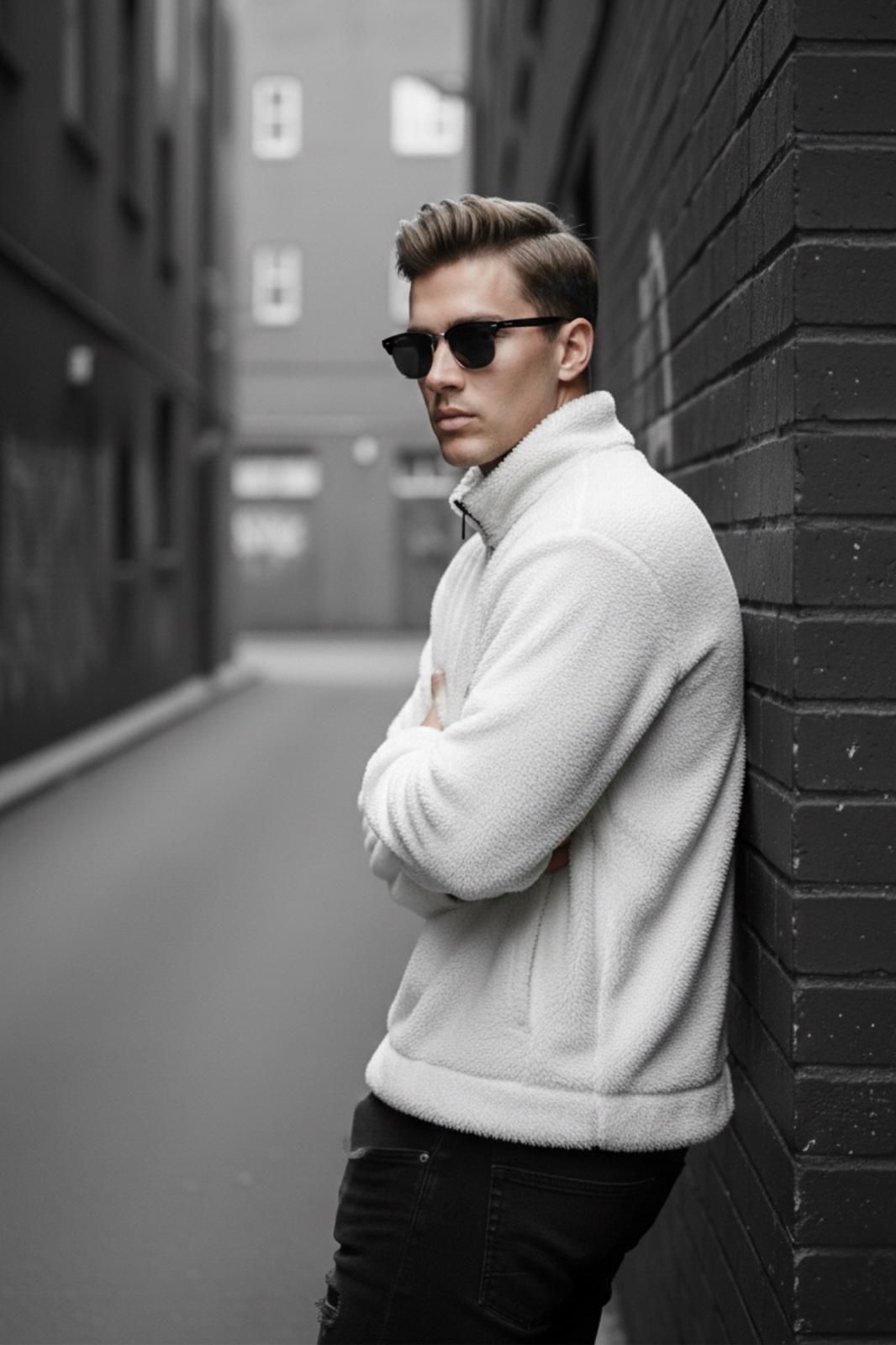 Jaky Slim Fit Peluş Yarım Tam Fermuarlı Dik Yaka Kalın Erkek Sweatshirt Polar