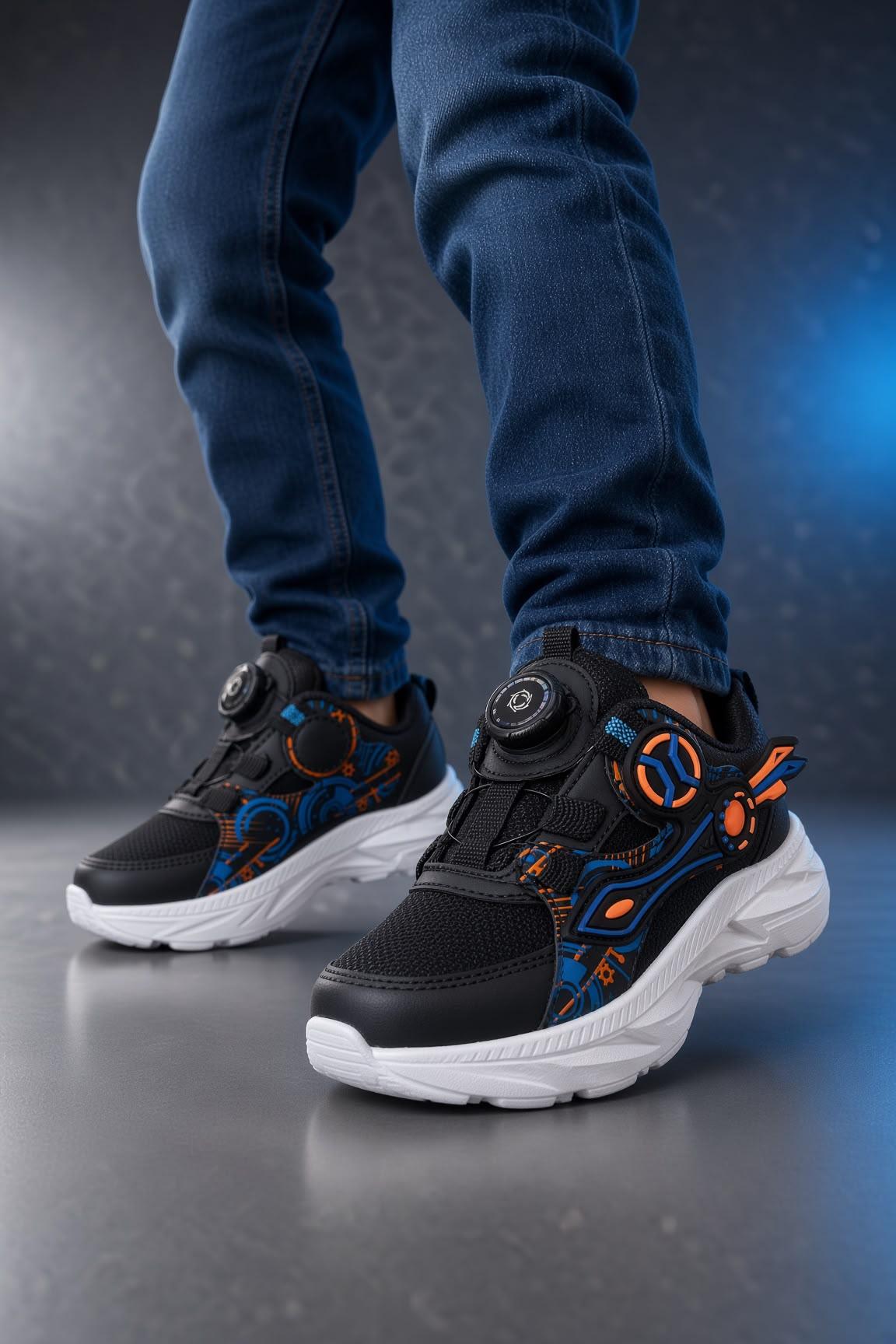 Jetx Pratik Düğmeli (Akıllı Bağcık) Sistemli, Fütüristik Tasarım Çocuk Spor Ayakkabı