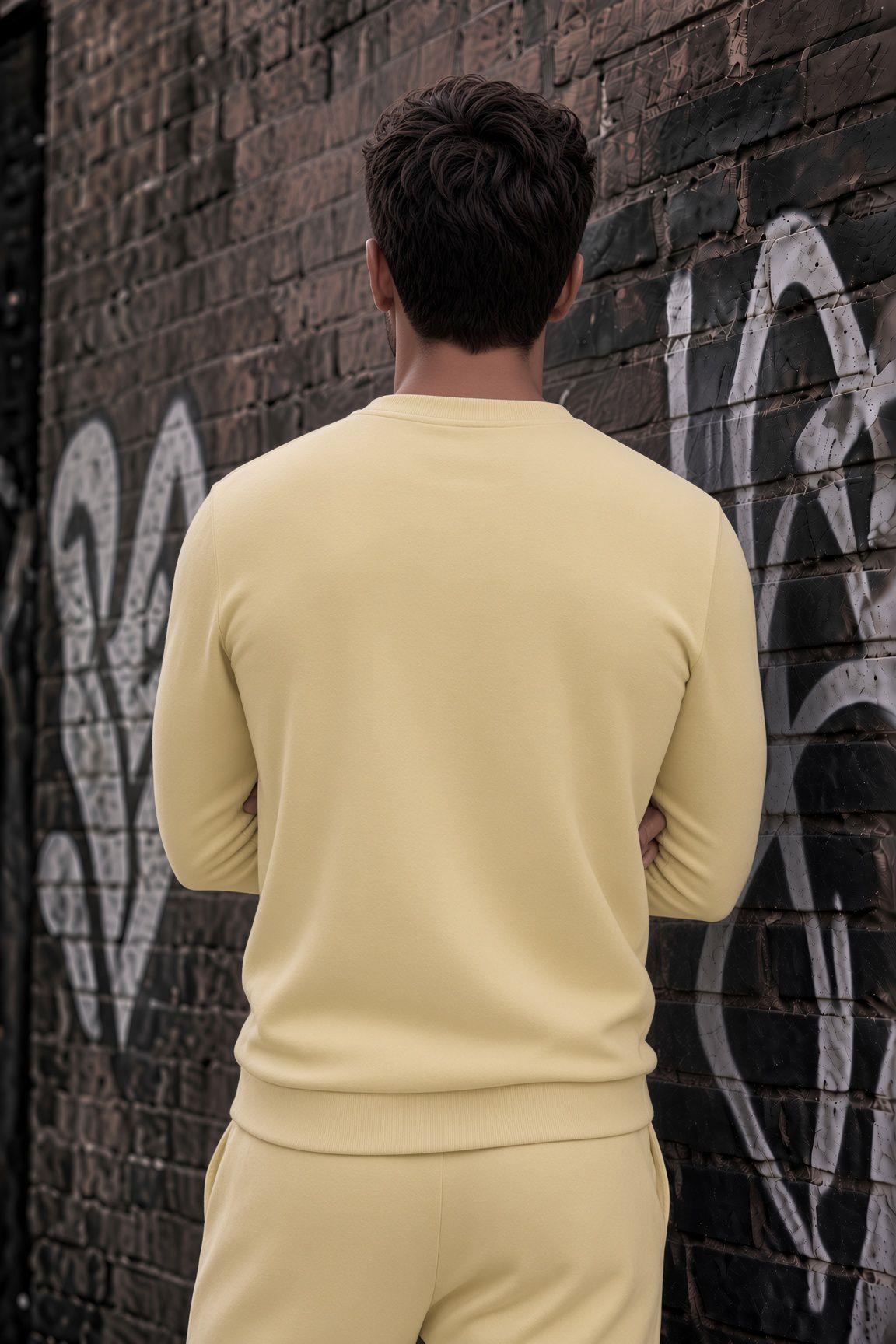 John Erkek İki İpli Şardonlu Düz Renk Günlük Bisiklet Yaka Sweatshirt