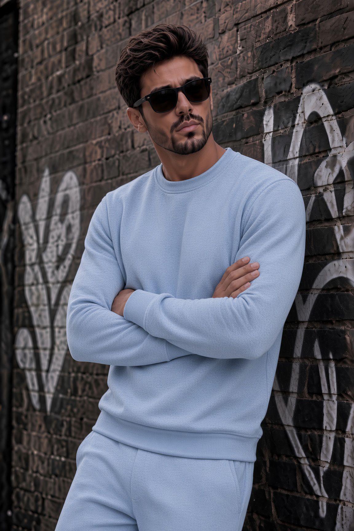 John Erkek İki İpli Şardonlu Düz Renk Günlük Bisiklet Yaka Sweatshirt