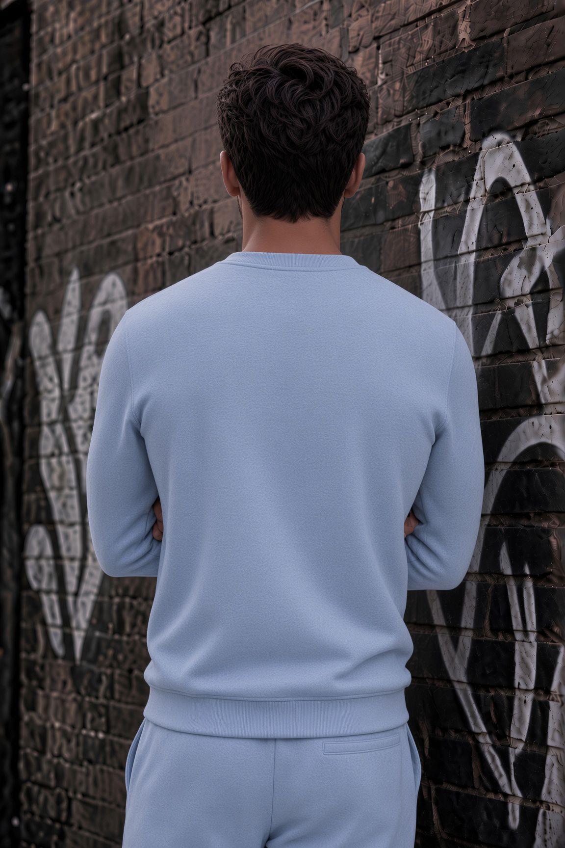 John Erkek İki İpli Şardonlu Düz Renk Günlük Bisiklet Yaka Sweatshirt