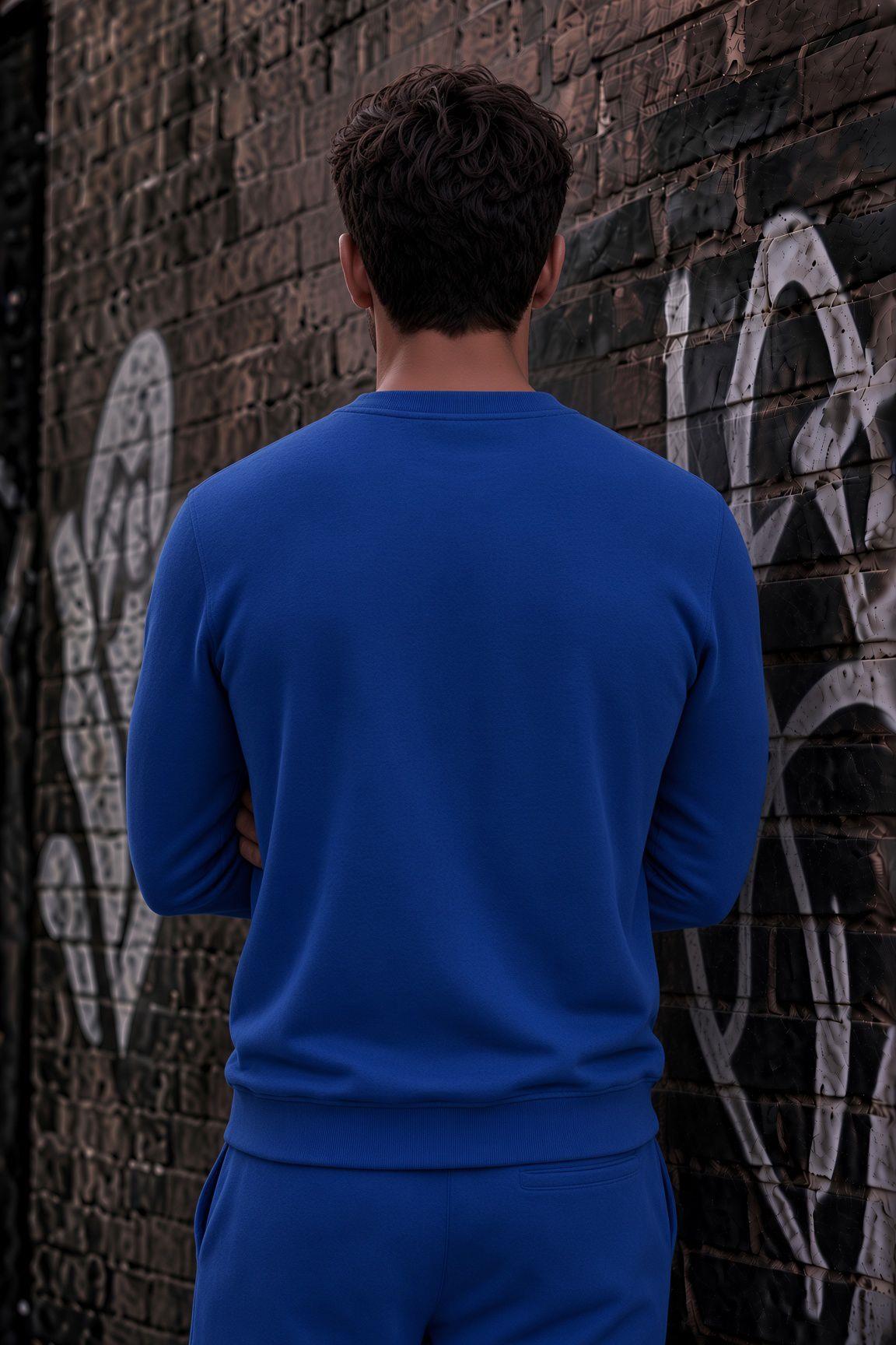 John Erkek İki İpli Şardonlu Düz Renk Günlük Bisiklet Yaka Sweatshirt