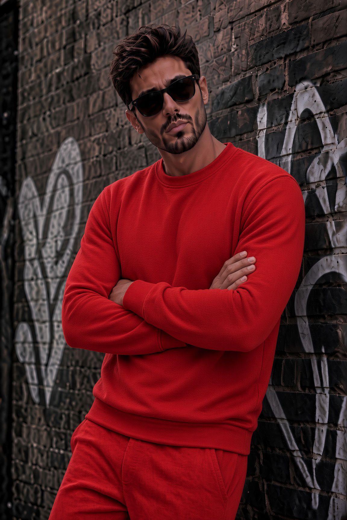 John Erkek İki İpli Şardonlu Düz Renk Günlük Bisiklet Yaka Sweatshirt