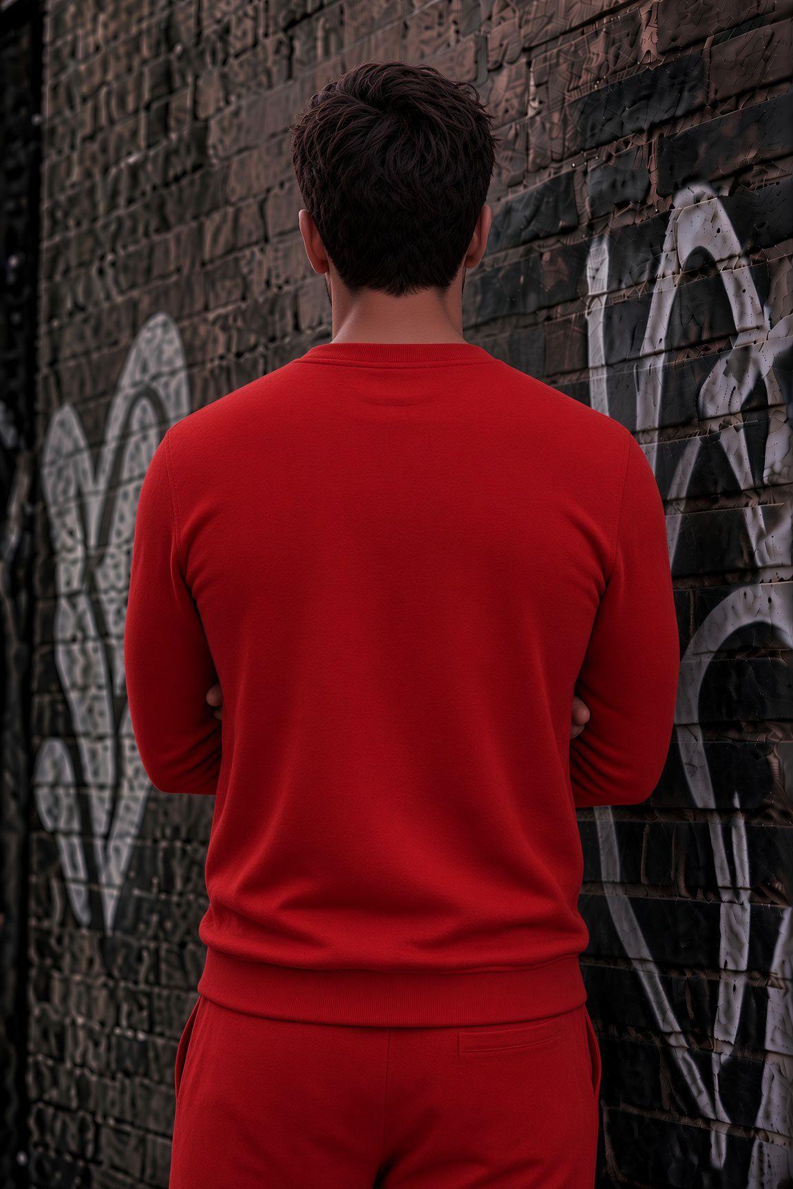 John Erkek İki İpli Şardonlu Düz Renk Günlük Bisiklet Yaka Sweatshirt