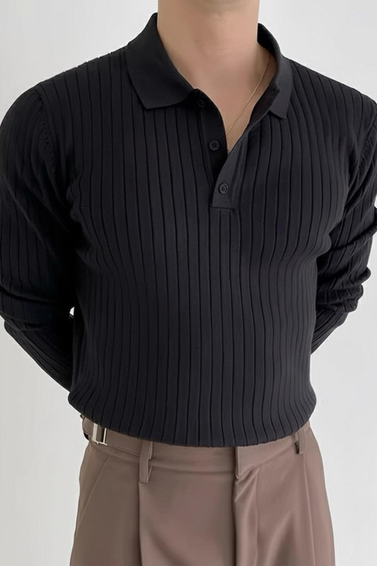 Josse Slim Fit Old Money Düğmeli Polo Yaka Triko Kazak