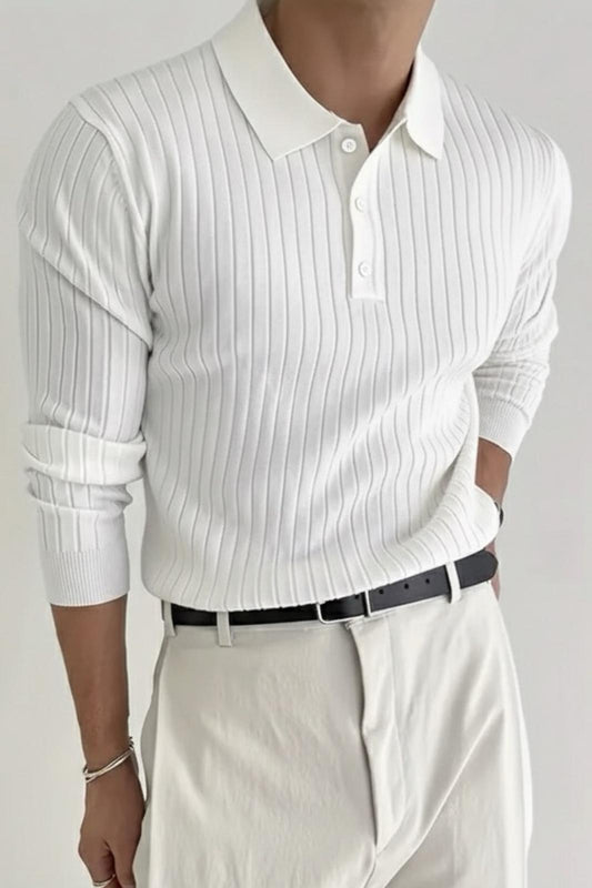 Josse Slim Fit Old Money Düğmeli Polo Yaka Triko Kazak