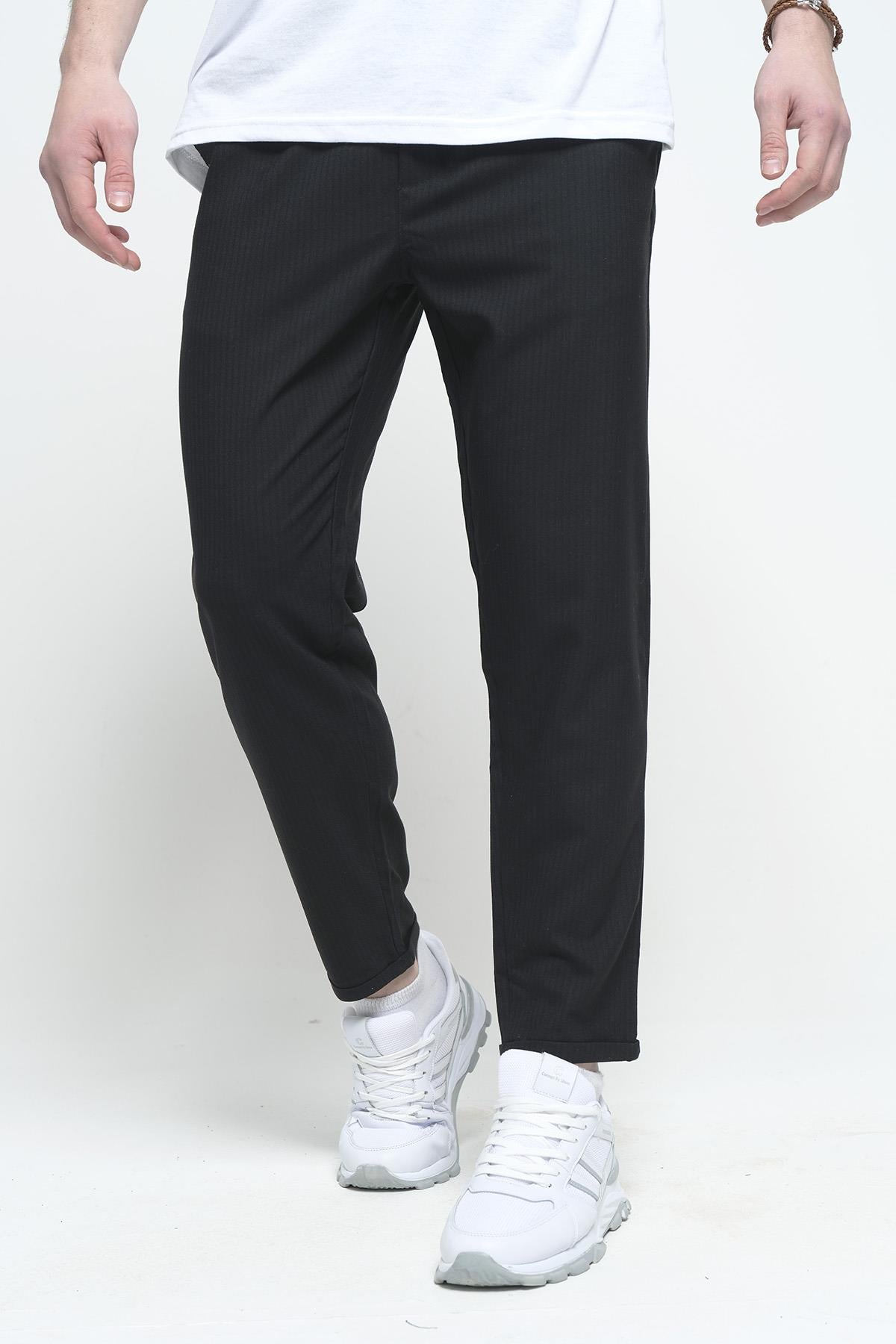 Joy Slim Fit Erkek Beli Lastikli Duble Paça Erkek Jogger Pantolon