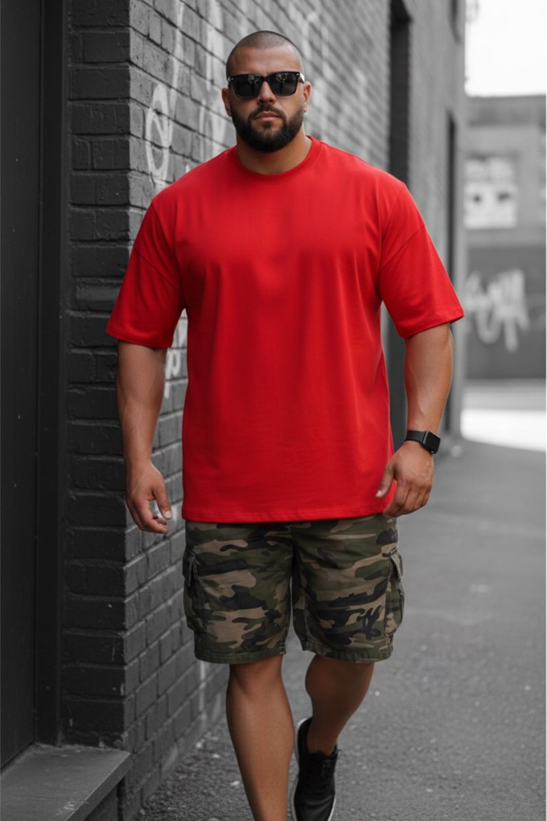 Kapty Erkek Büyük Beden Battal Basic Bisiklet Yaka Pamuklu T-Shirt Rahat Kesim Unisex Sevgili Kombini