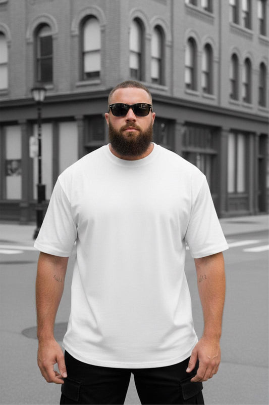 Kapty Erkek Büyük Beden Battal Basic Bisiklet Yaka Pamuklu T-Shirt Rahat Kesim Unisex Sevgili Kombini