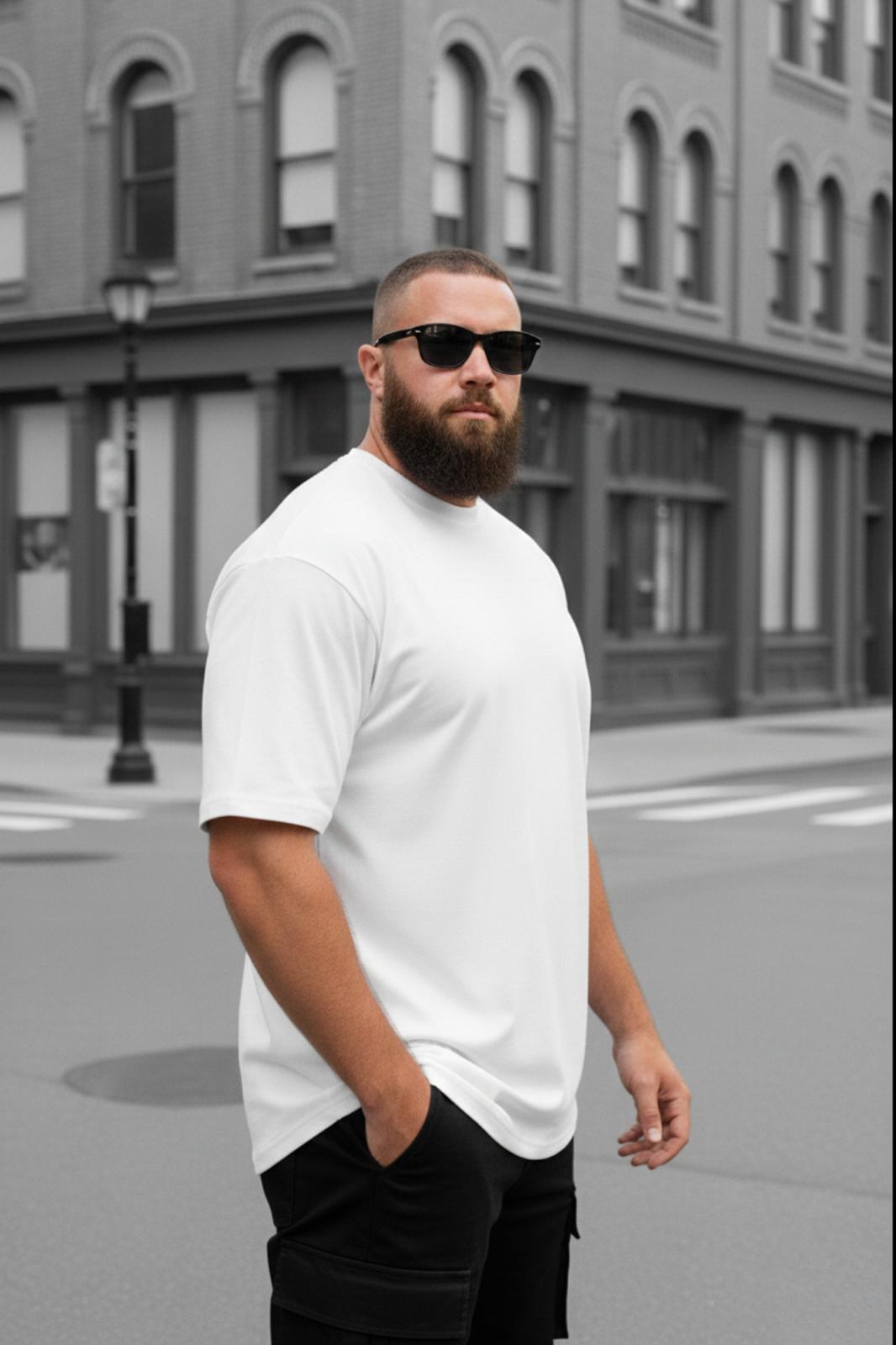 Kapty Erkek Büyük Beden Battal Basic Bisiklet Yaka Pamuklu T-Shirt Rahat Kesim Unisex Sevgili Kombini