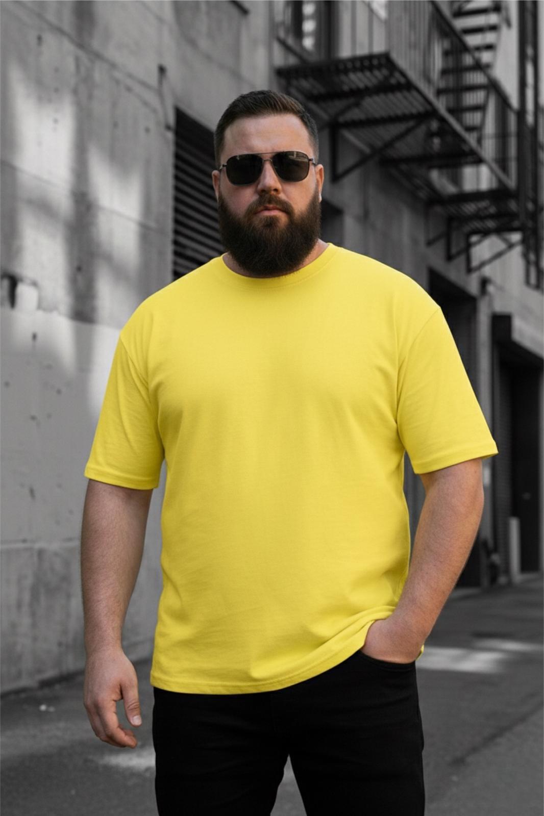 Kapty Erkek Büyük Beden Battal Basic Bisiklet Yaka Pamuklu T-Shirt Rahat Kesim Unisex Sevgili Kombini