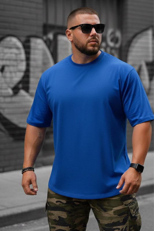 Kapty Erkek Büyük Beden Battal Basic Bisiklet Yaka Pamuklu T-Shirt Rahat Kesim Unisex Sevgili Kombini