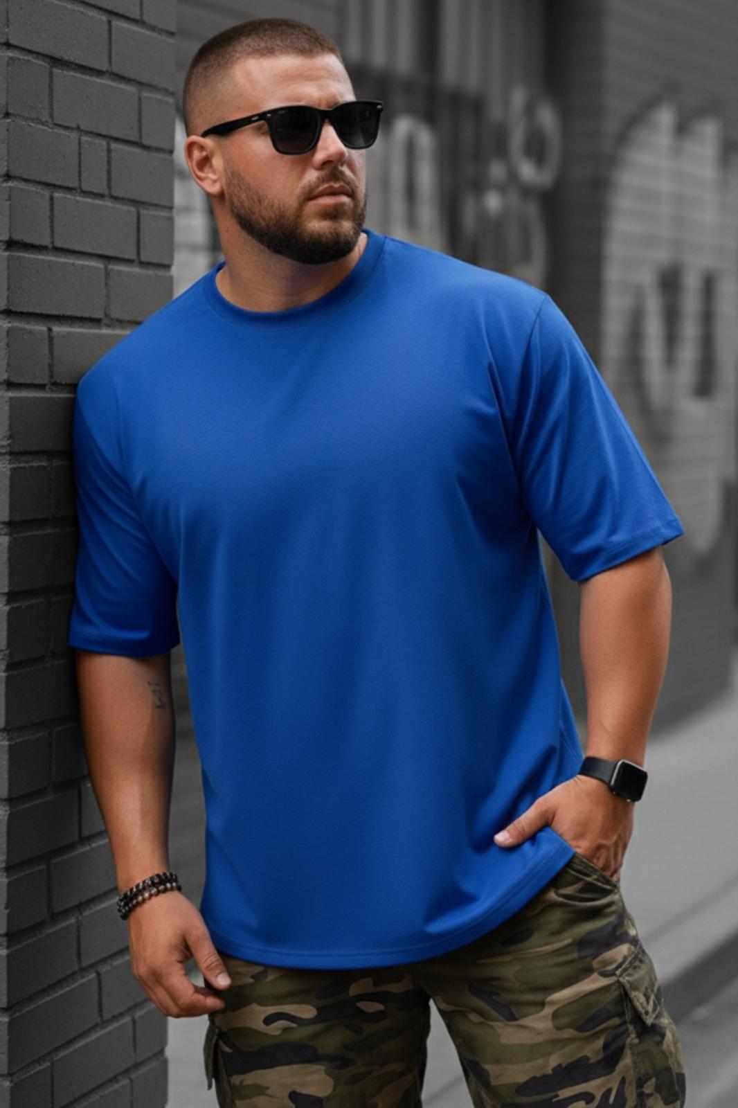 Kapty Erkek Büyük Beden Battal Basic Bisiklet Yaka Pamuklu T-Shirt Rahat Kesim Unisex Sevgili Kombini