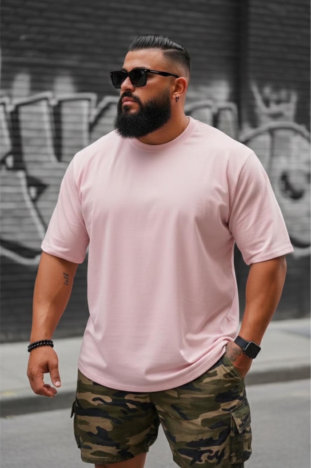 Kapty Erkek Büyük Beden Battal Basic Bisiklet Yaka Pamuklu T-Shirt Rahat Kesim Unisex Sevgili Kombini
