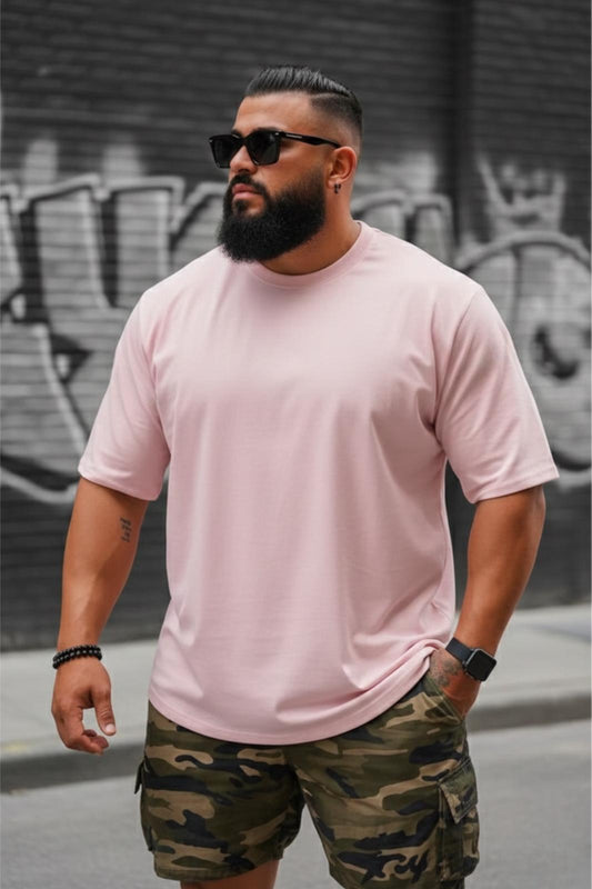 Kapty Erkek Büyük Beden Battal Basic Bisiklet Yaka Pamuklu T-Shirt Rahat Kesim Unisex Sevgili Kombini