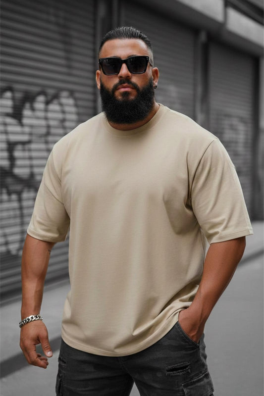 Kapty Erkek Büyük Beden Battal Basic Bisiklet Yaka Pamuklu T-Shirt Rahat Kesim Unisex Sevgili Kombini