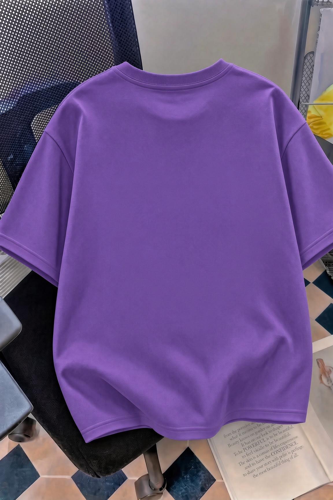 Kedi Kalp Desenli Oversize/Rahat Kesim Kısa Kollu T-shirt