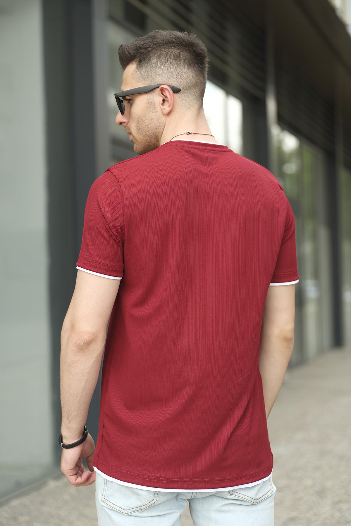 Koben Parça Kumaş Detaylı Erkek Slim Fit Tshirt