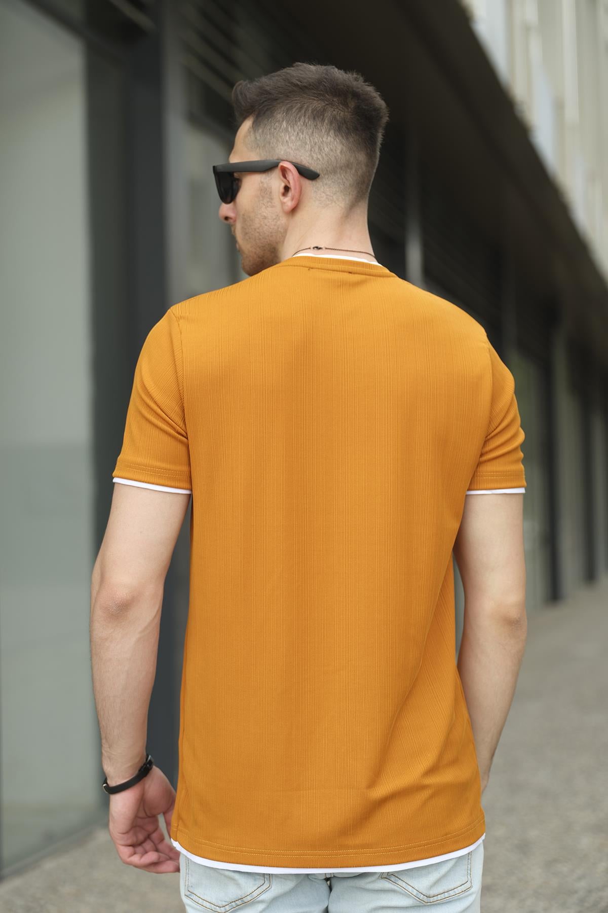 Koben Parça Kumaş Detaylı Erkek Slim Fit Tshirt