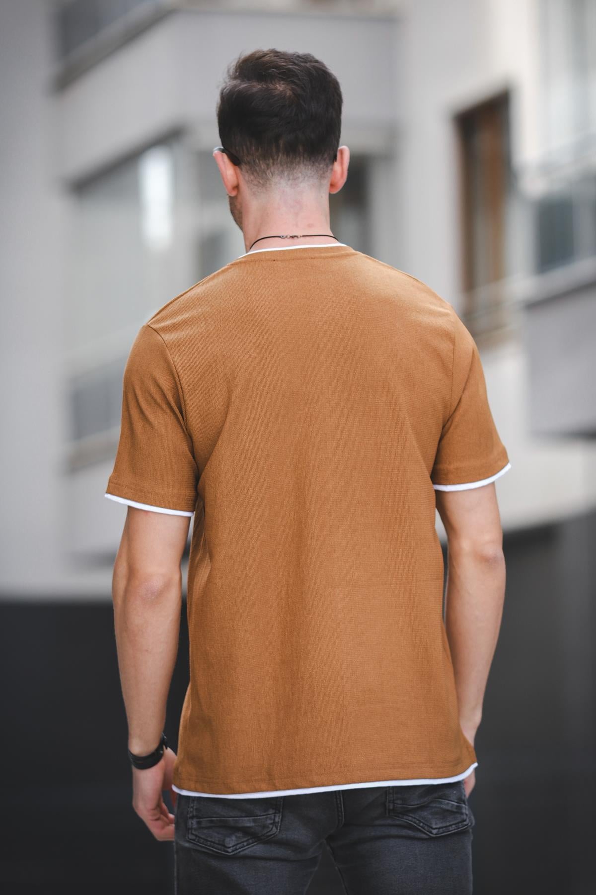 Koben Parça Kumaş Detaylı Erkek Slim Fit Tshirt